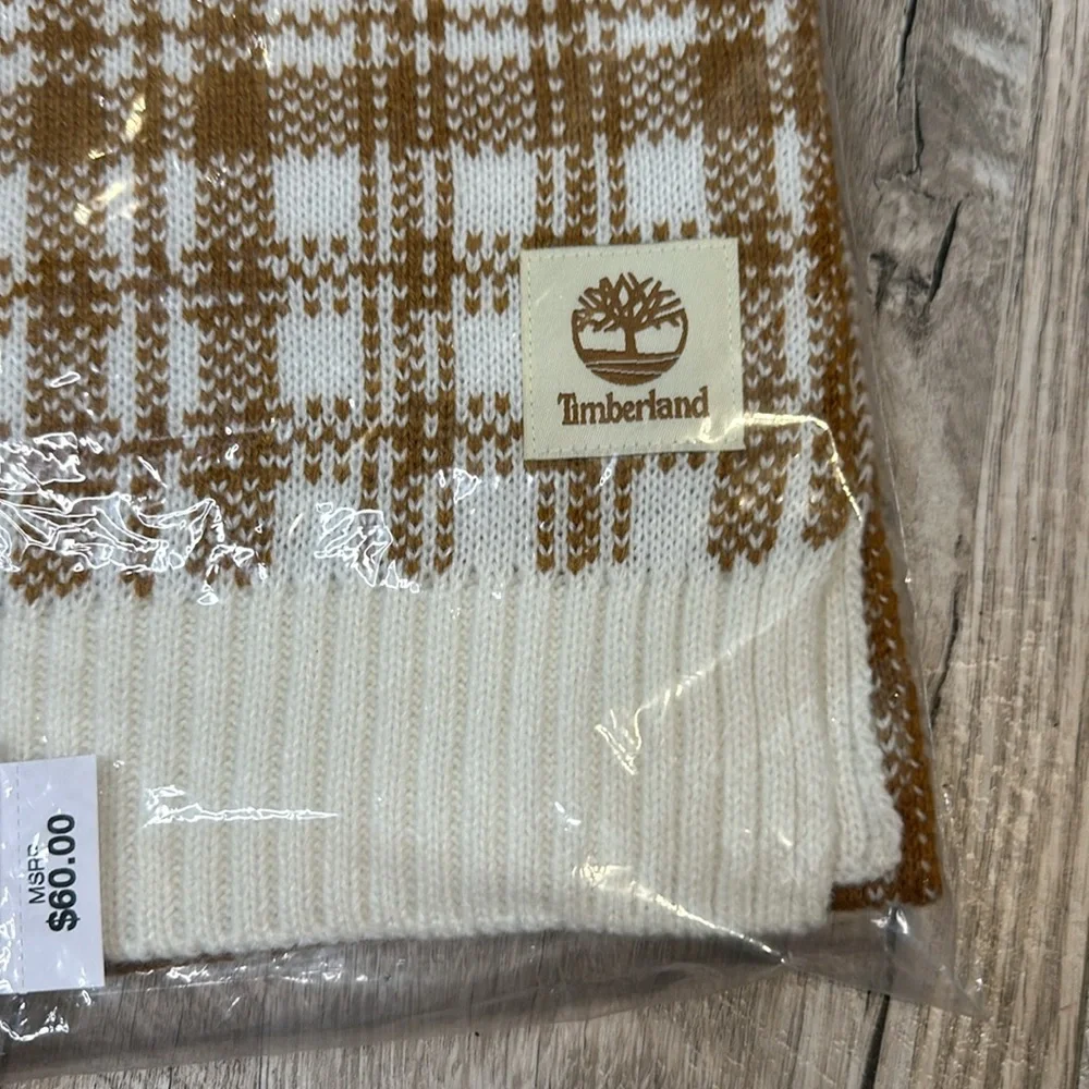 Brand new timberland plaid tan winter fall large scarf